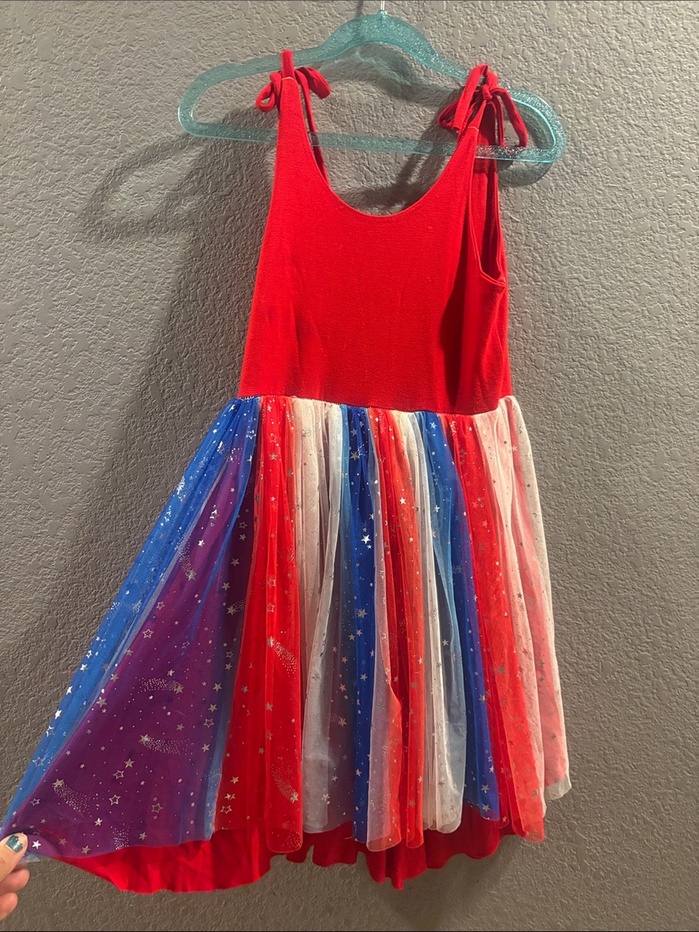 Girls Red Patriotic Star Tulle Dress